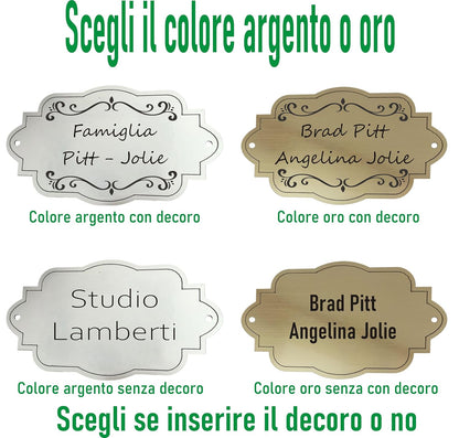 Targa Porta Ingresso Personalizzata Adesiva (Targa Classica)
