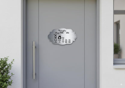 Targa Porta Ingresso Personalizzata Adesiva (Targa classica con omini)