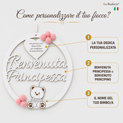 Fiocco nascita personalizzato - come personalizzare con nome e colore — Lo Realizzo®