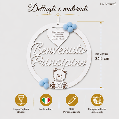 Fiocco nascita in legno - dimensioni diametro 25 cm — Lo Realizzo®