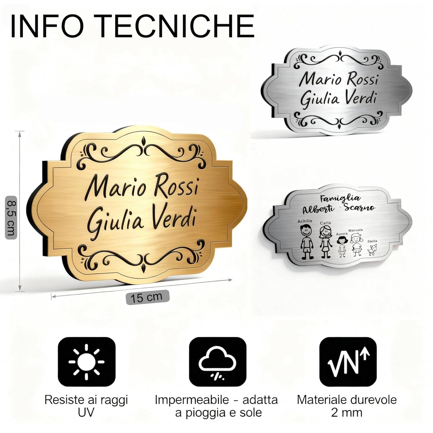 Targa Porta Ingresso Personalizzata Adesiva (Targa Classica)