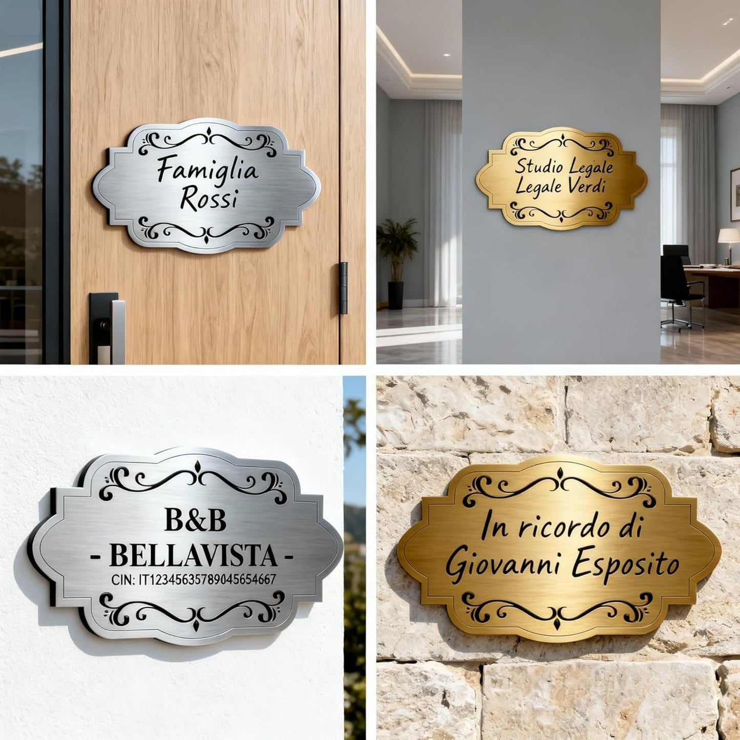 Targa Porta Ingresso Personalizzata Adesiva (Targa Classica)