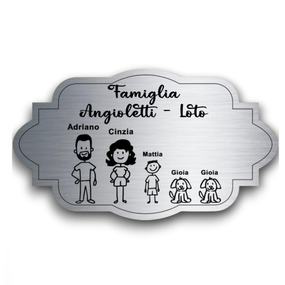 Targa Porta Ingresso Personalizzata Adesiva (Targa classica con omini)
