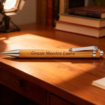 Penna personalizzata bambù incisione nome regalo laurea — Lo Realizzo®