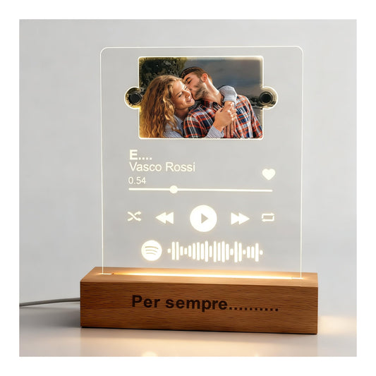 Lampada Spotify personalizzata con foto in legno e plexiglass Lo Realizzo