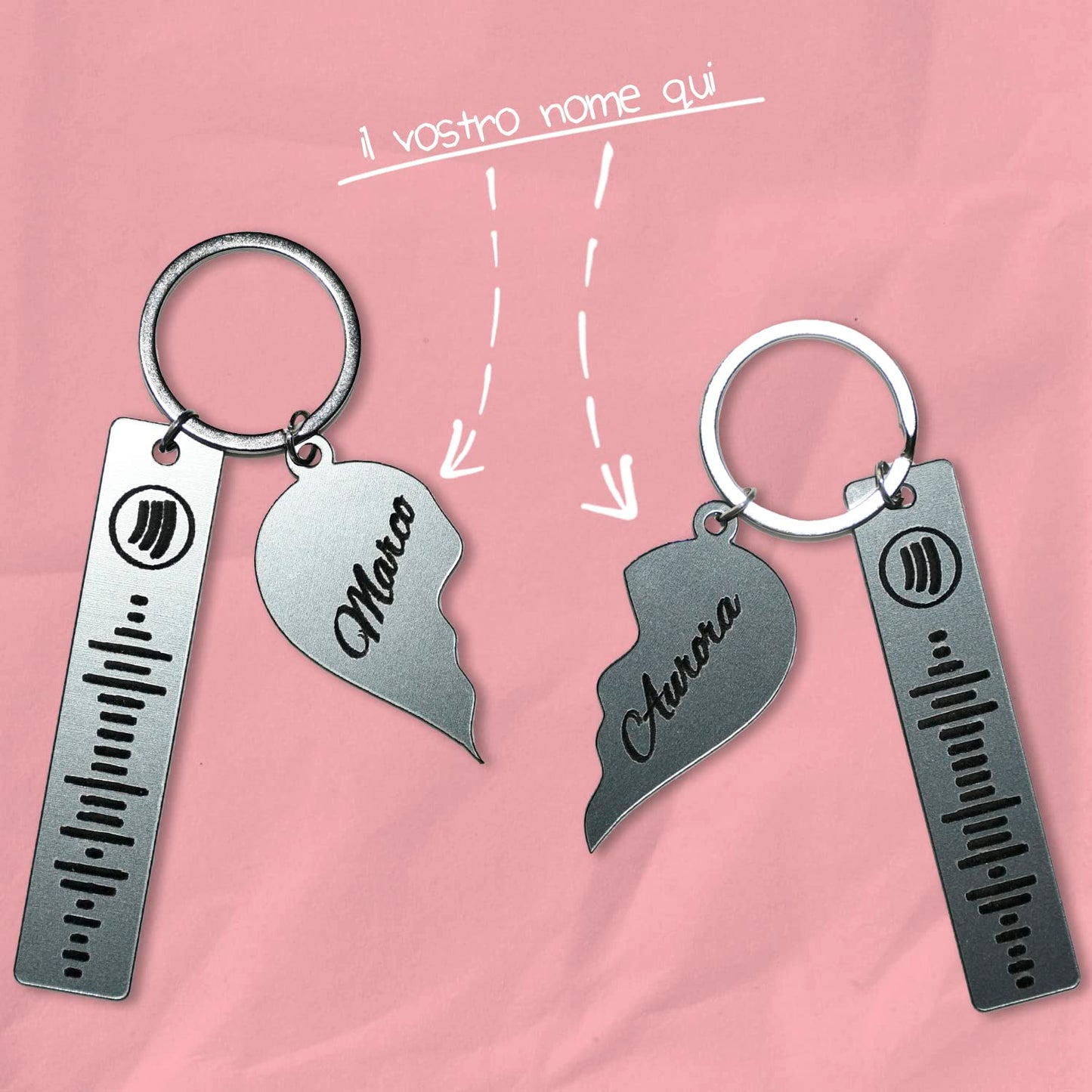 Portachiavi Spotify cuore diviso idea regalo San Valentino — Lo Realizzo®