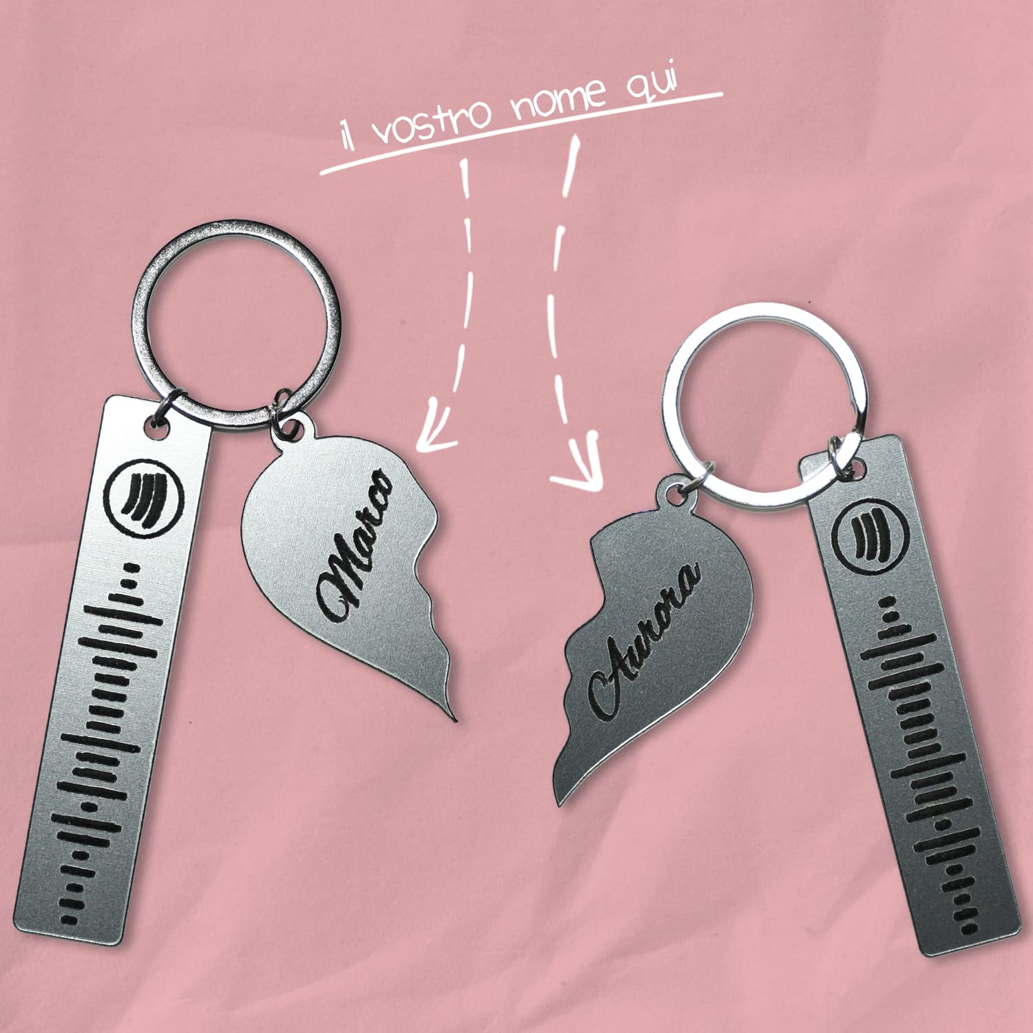 Portachiavi Spotify cuore diviso idea regalo San Valentino — Lo Realizzo®