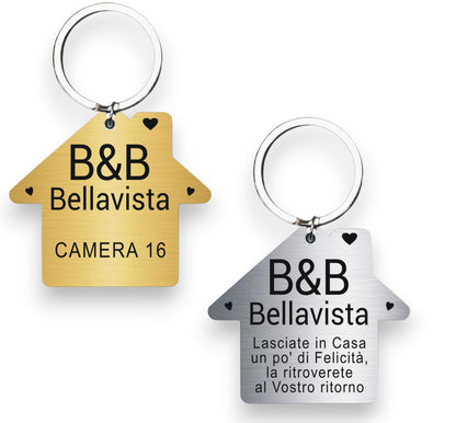 2 portachiavi casetta personalizzati B&B casa vacanze sfondo bianco — Lo Realizzo®