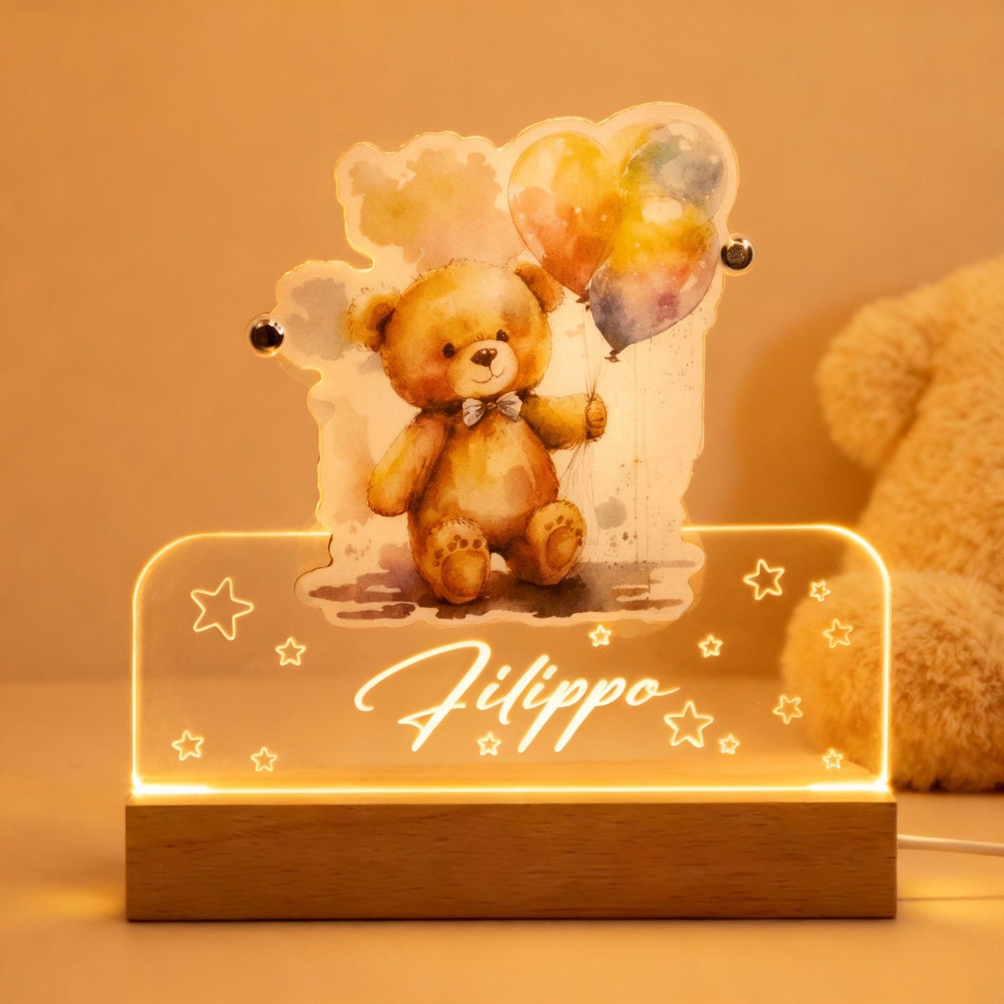 Lampada notturna orsetto personalizzata bambini da presa Lo Realizzo