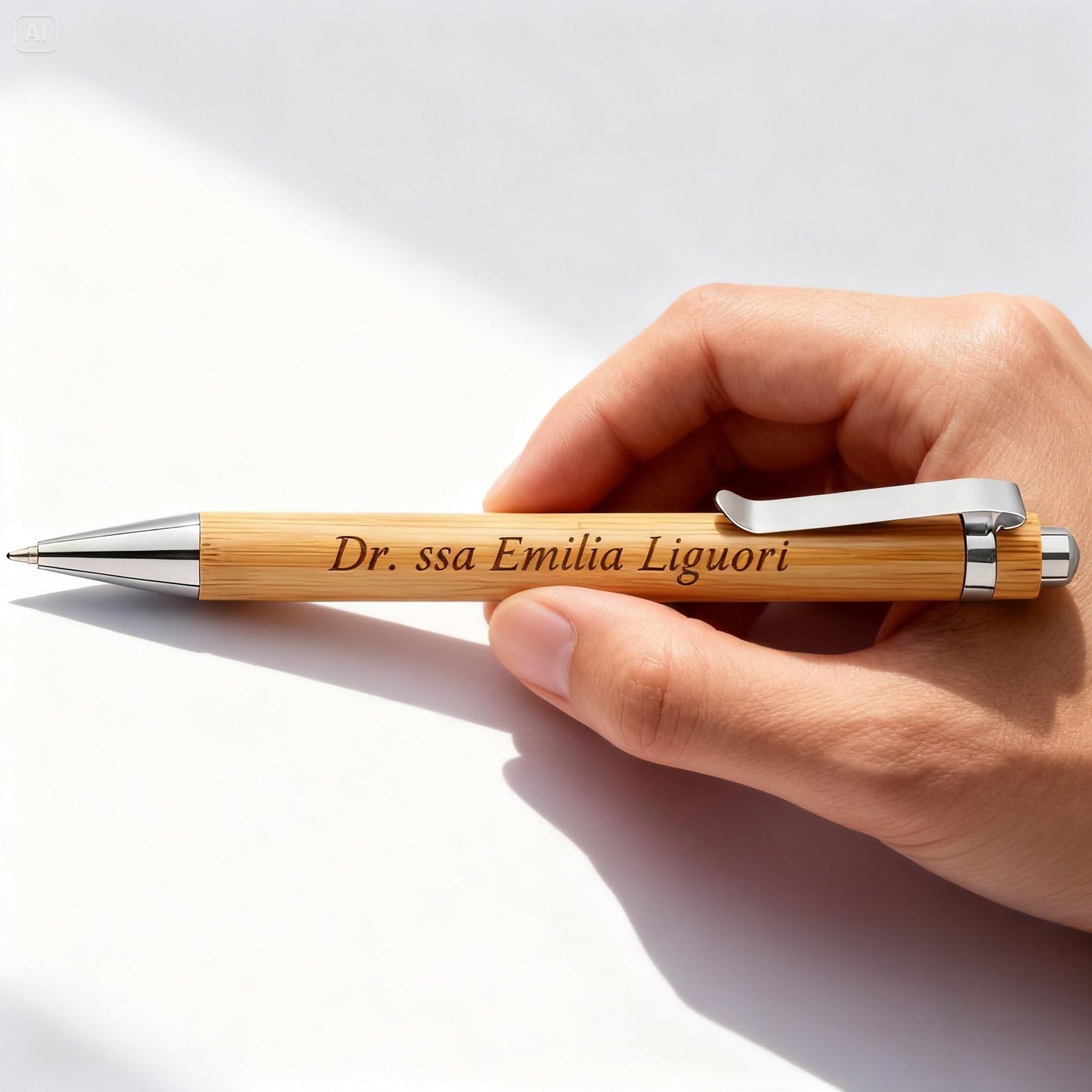 Penna personalizzata bambù confezione regalo maestra — Lo Realizzo®