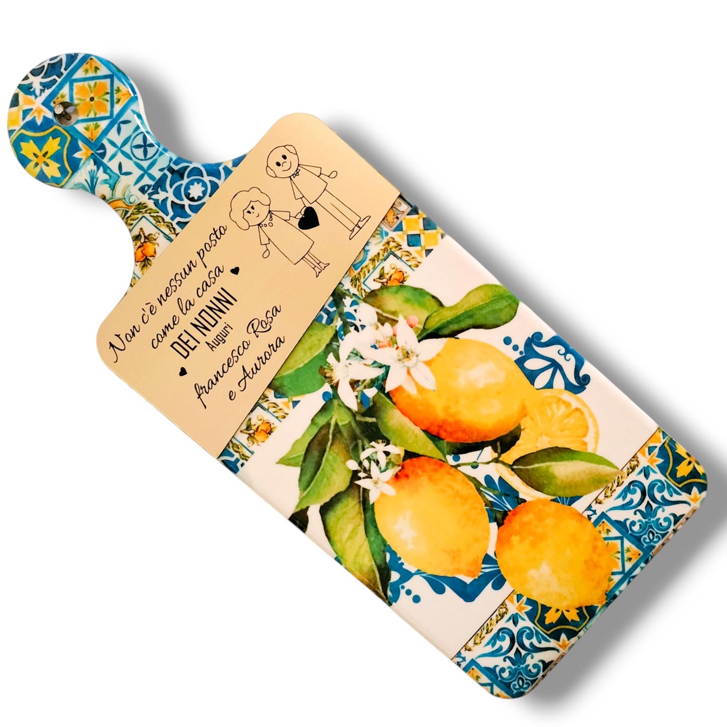 Tagliere ceramica personalizzato nonni idea regalo sfondo bianco — Lo Realizzo®