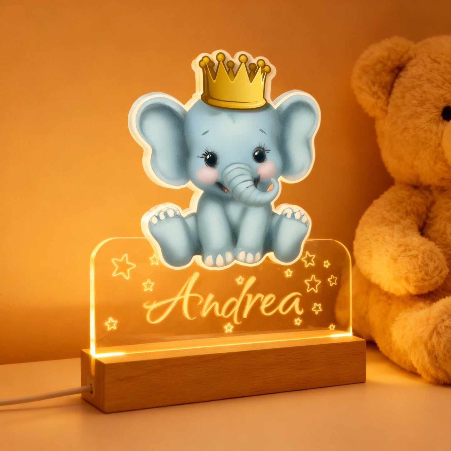 Lampada notturna elefante personalizzata bambini da presa Lo Realizzo