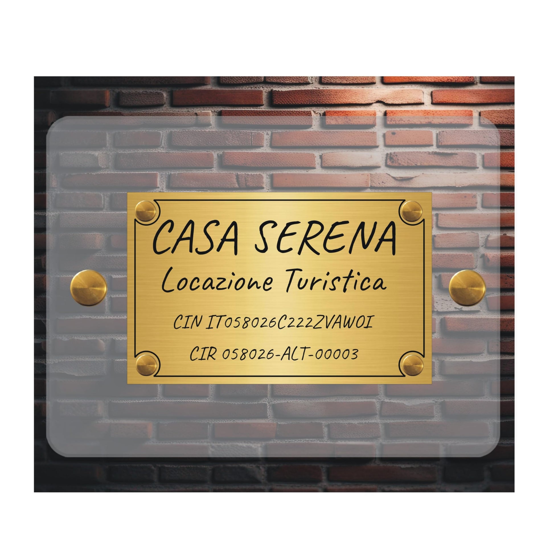 Targa CIN plexiglass fissaggio fori porta ingresso — Lo Realizzo®