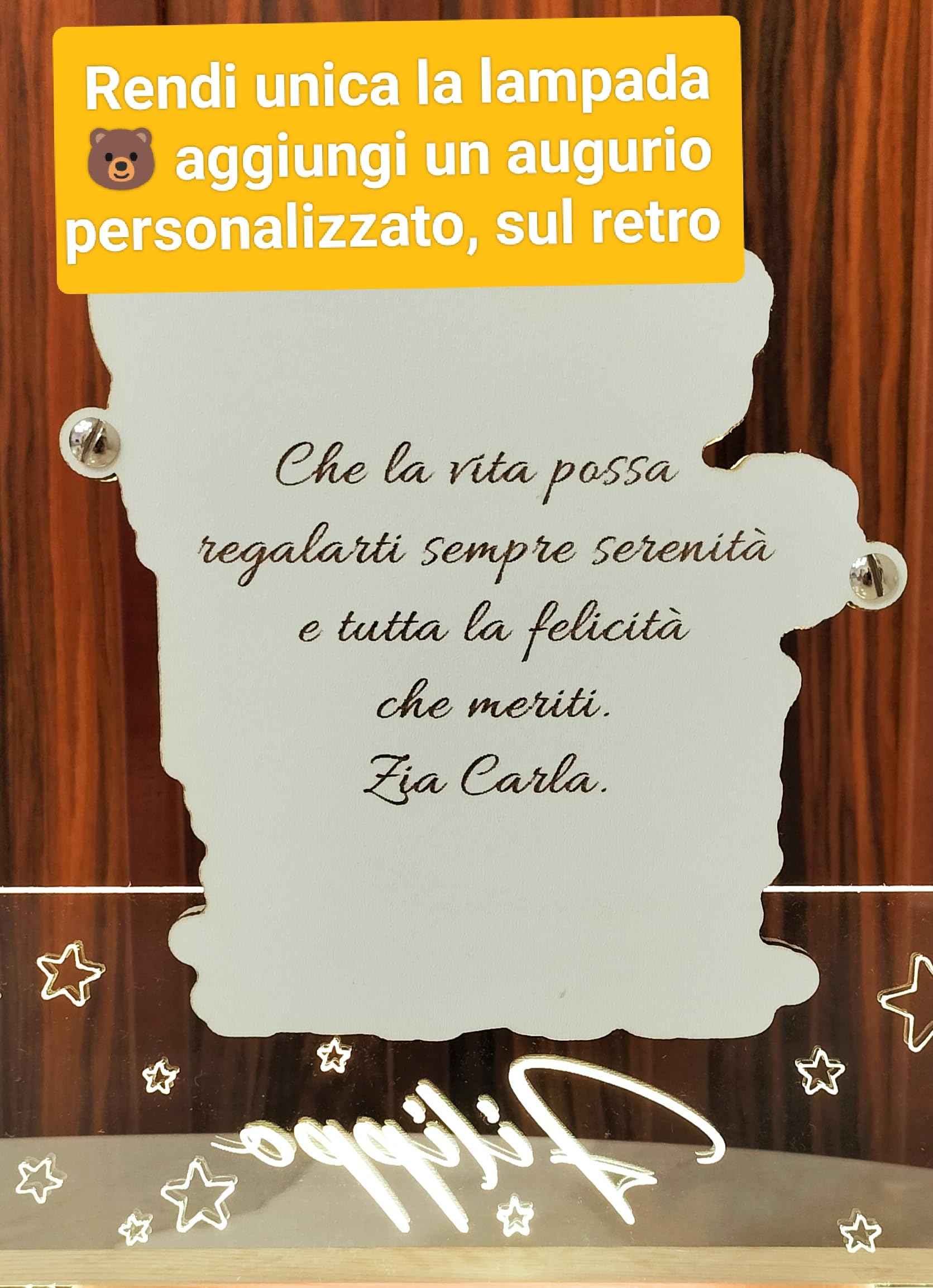 Lampada notturna orsetto luce LED cameretta personalizzata — Lo Realizzo®