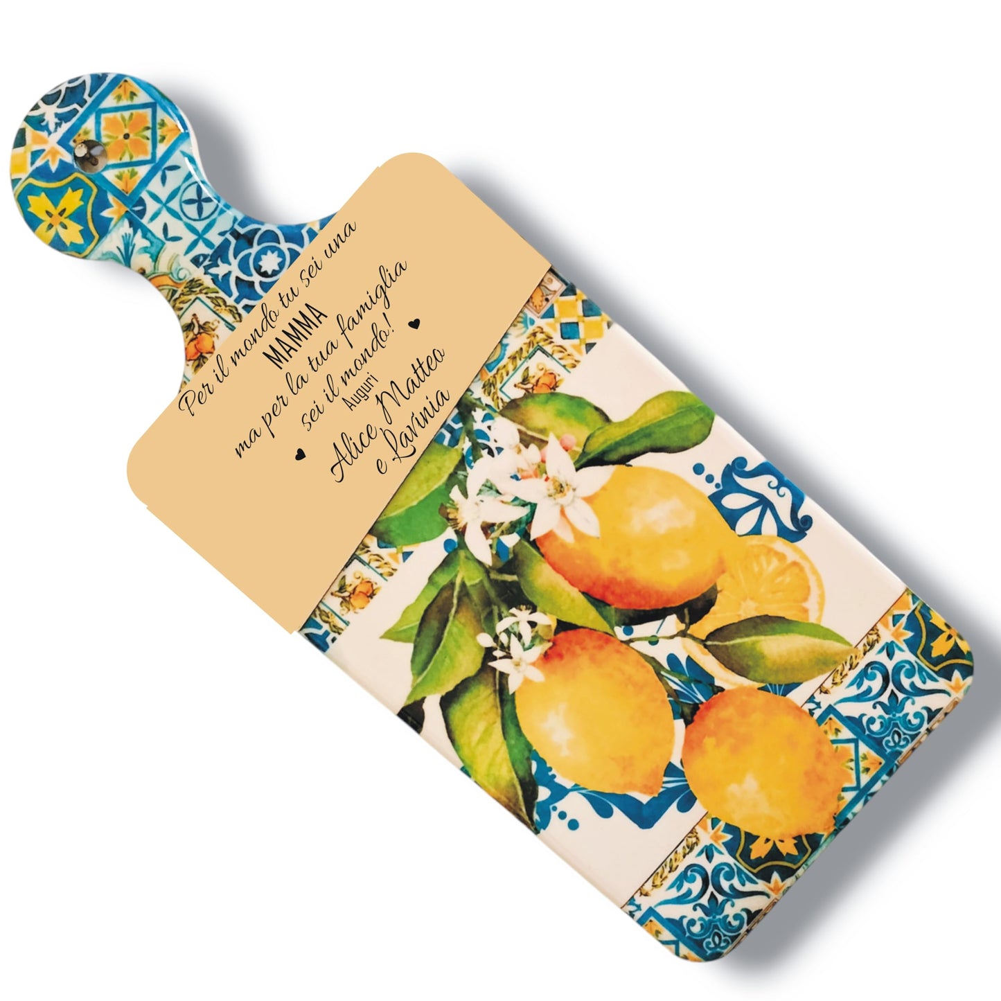Tagliere ceramica personalizzato mamma idea regalo sfondo bianco — Lo Realizzo®