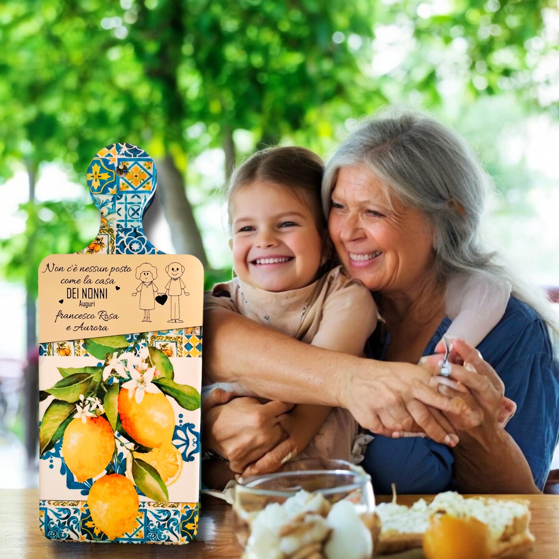 Tagliere ceramica personalizzato nonni esempio personalizzazione nomi — Lo Realizzo®
