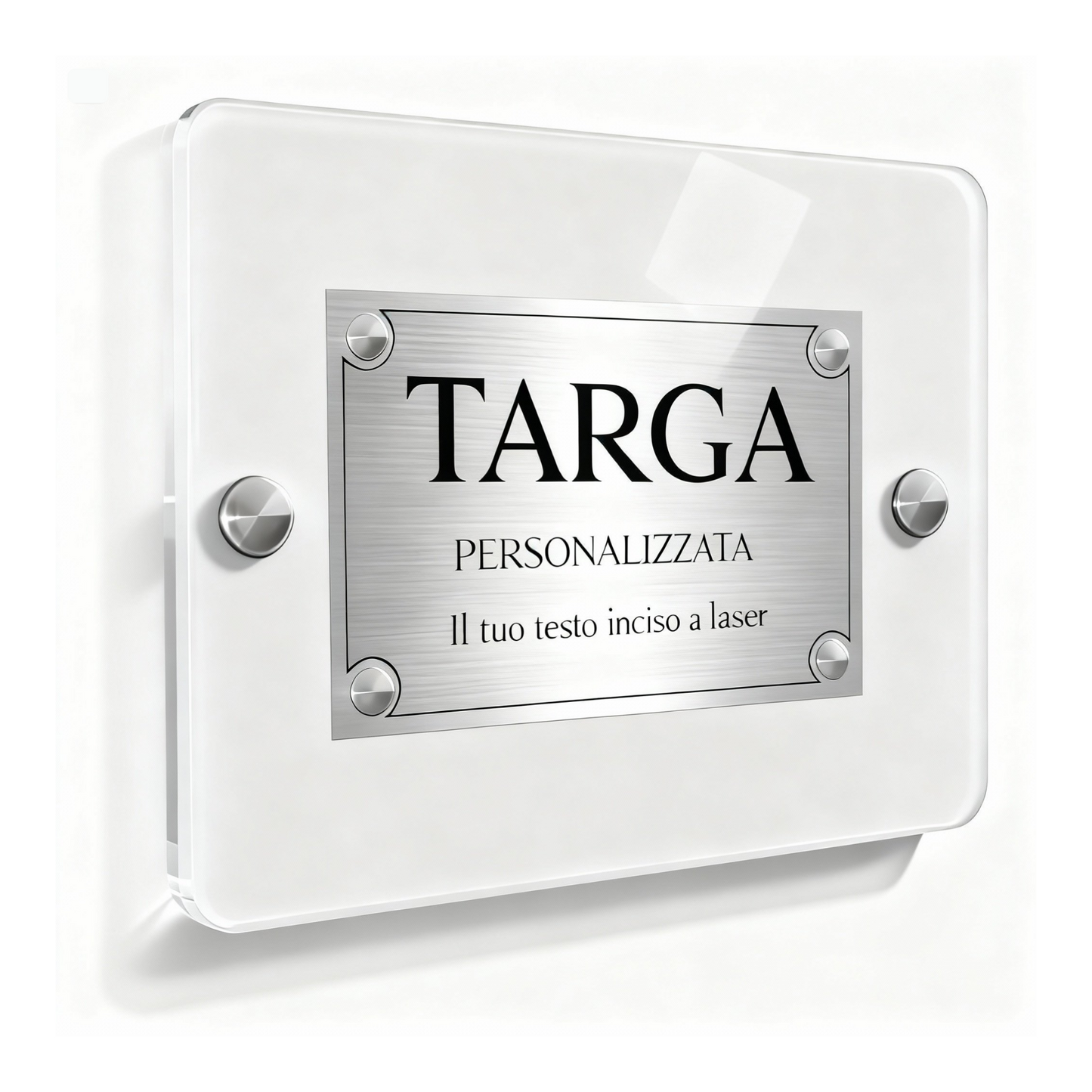 Targa Plexiglass Personalizzata per Esterno – Placca Incisa a Laser Oro o Argento | 20x15 cm o 30x20 cm | Made in Italy – Lo Realizzo®
