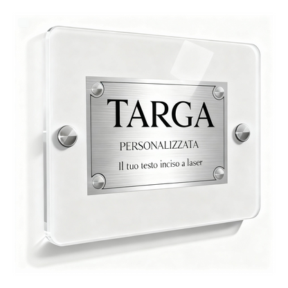 Targa Plexiglass Personalizzata per Esterno – Placca Incisa a Laser Oro o Argento | 20x15 cm o 30x20 cm | Made in Italy – Lo Realizzo®