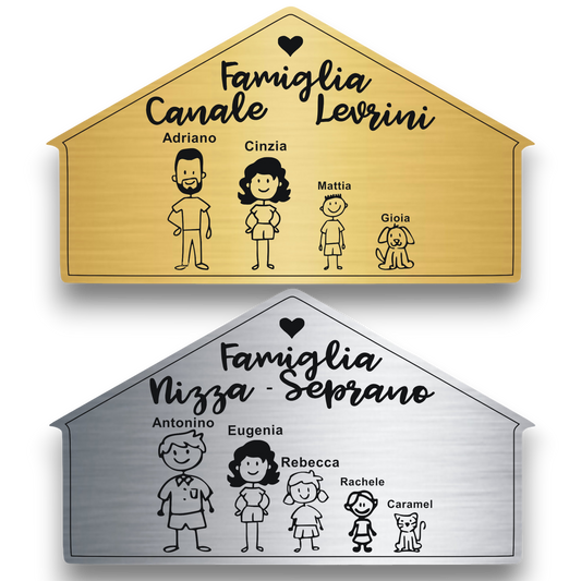 Targa Porta Ingresso Personalizzata Adesiva (Casetta con omini)