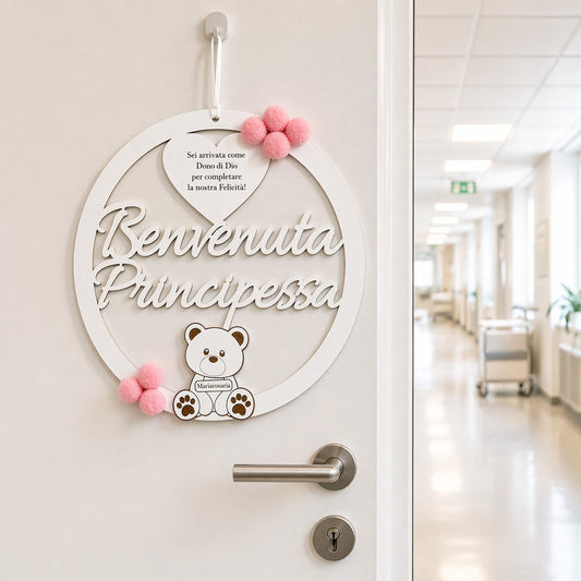 Fiocco nascita personalizzato appeso fuoriporta ospedale — Lo Realizzo®