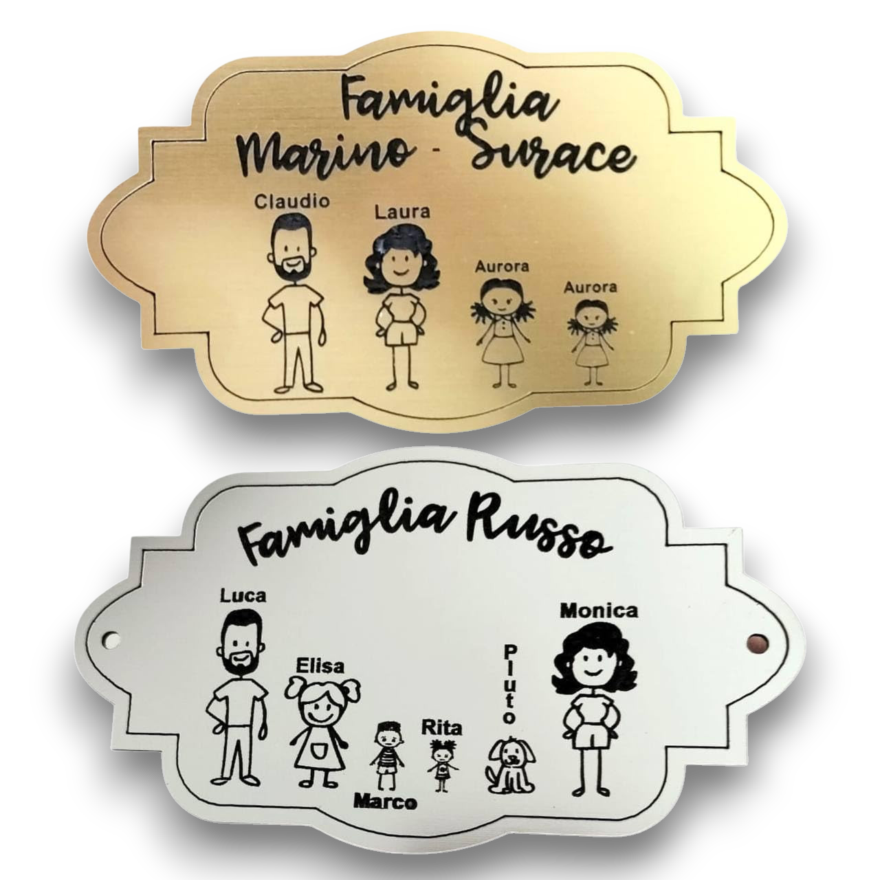 Targa Porta Ingresso Personalizzata Adesiva (Targa classica con omini)