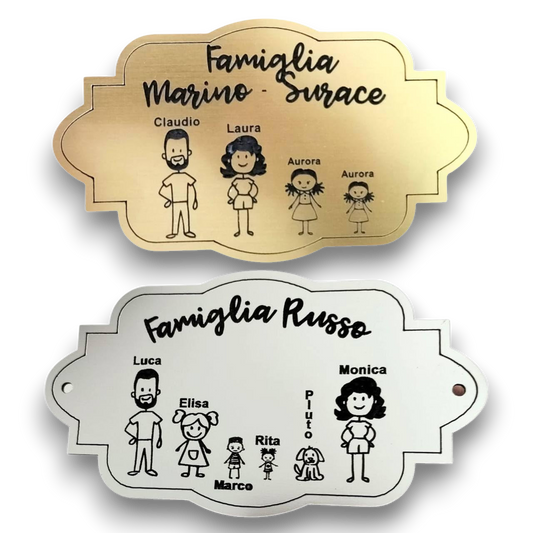Targa Porta Ingresso Personalizzata Adesiva (Targa classica con omini)