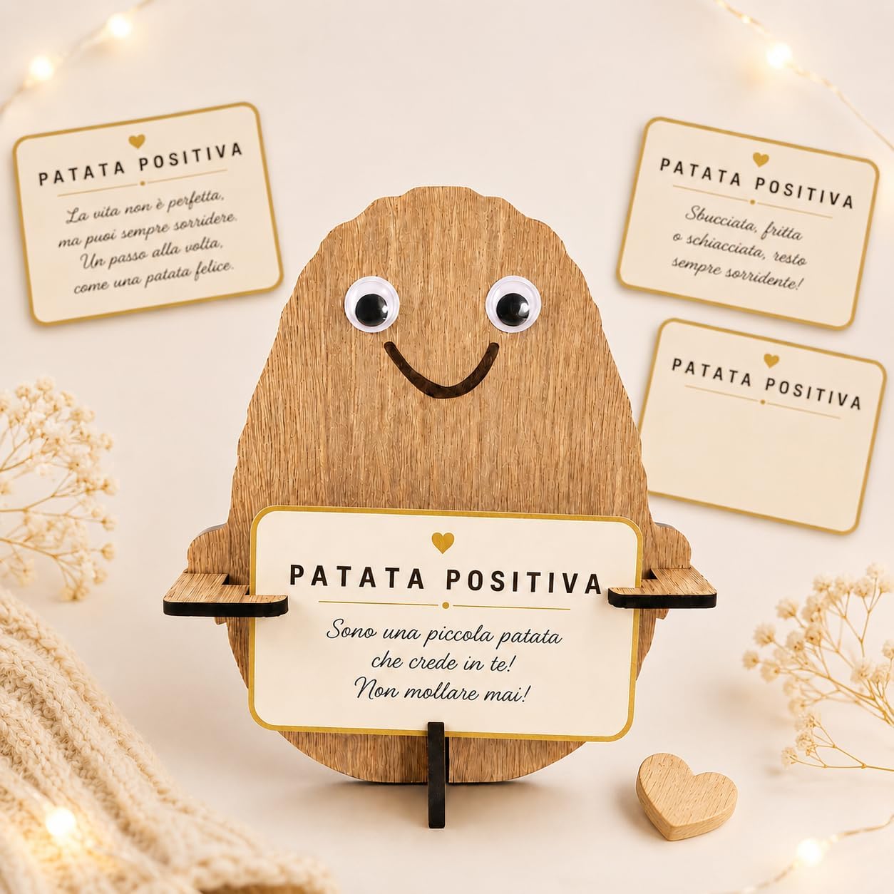 Patata Positiva Classica in legno con bigliettini motivazionali - Lo Realizzo