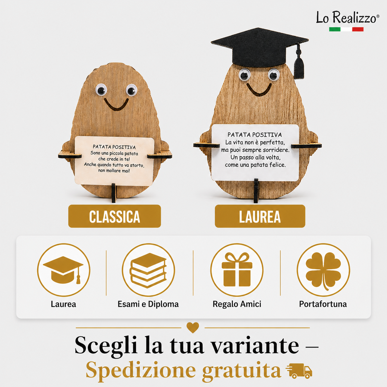 Patata positiva laurea idea regalo laurea triennale magistrale — Lo Realizzo®