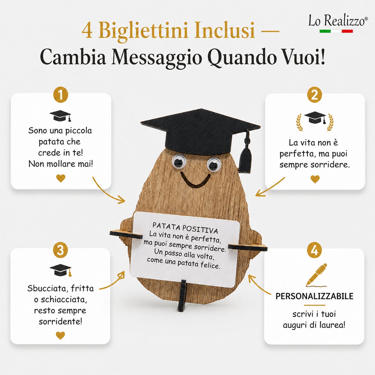 Patata positiva laurea gadget scrivania artigianale Made in Italy — Lo Realizzo®