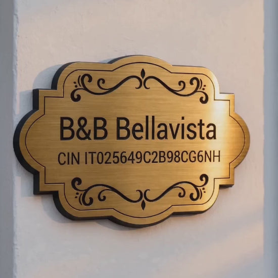 Targa CIN personalizzata oro - targhetta codice identificativo nazionale per B&B e case vacanze - Lo Realizzo®