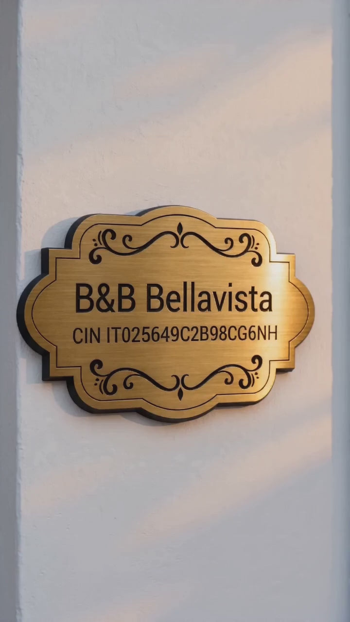 Targa CIN personalizzata oro - targhetta codice identificativo nazionale per B&B e case vacanze - Lo Realizzo®