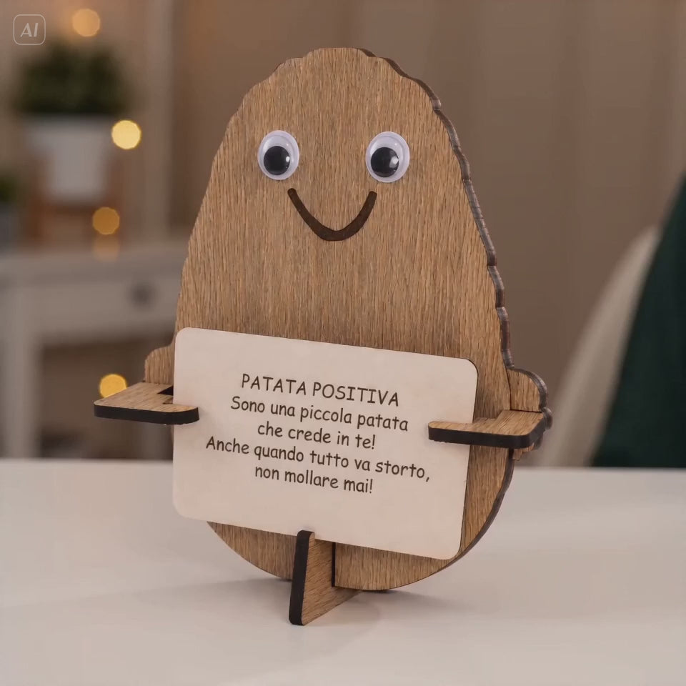 Patata positiva in legno video presentazione regalo amica - Lo Realizzo