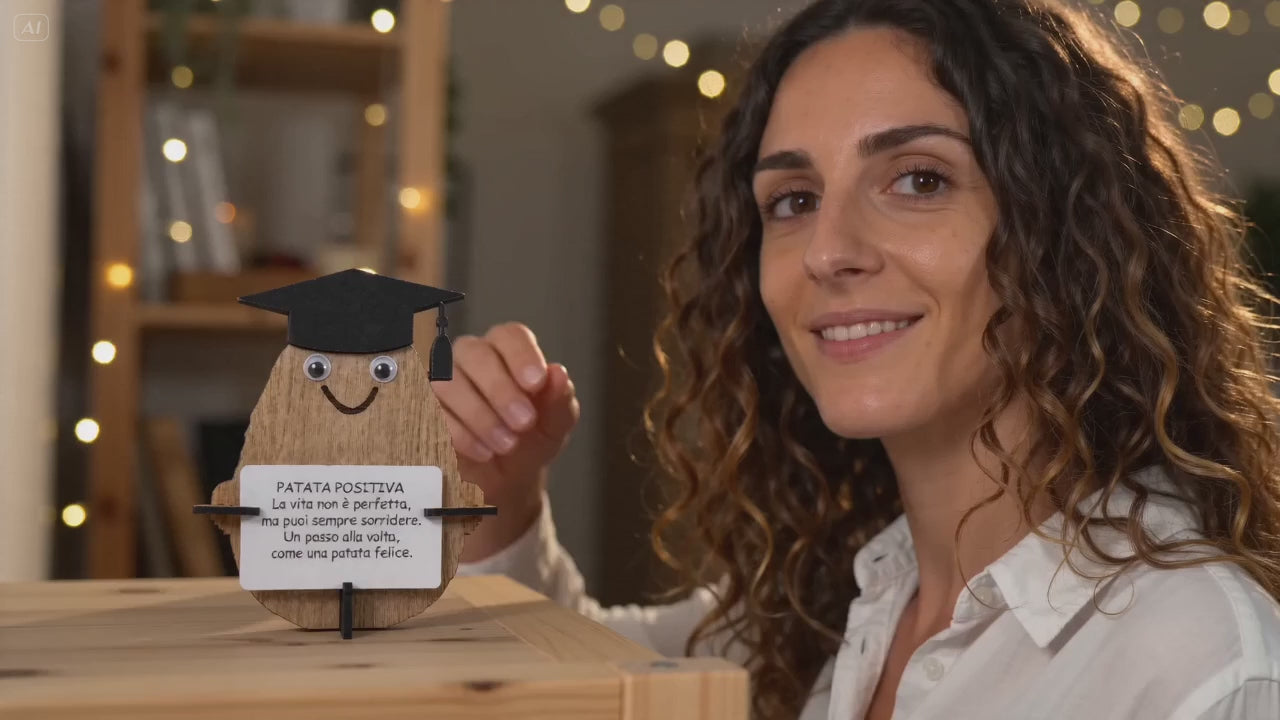 Patata positiva laurea in legno video regalo laurea divertente - Lo Realizzo