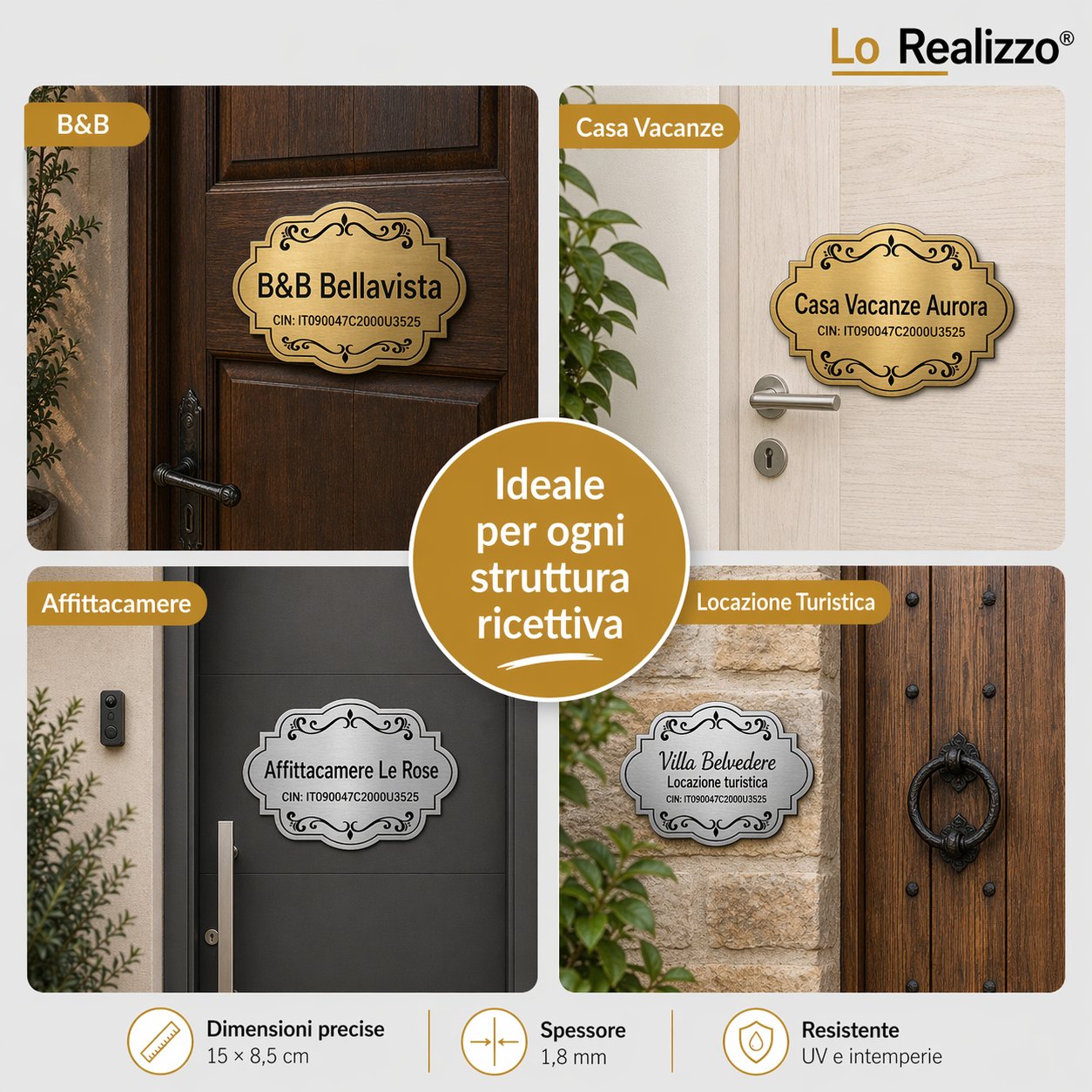 Targa CIN personalizzata per B&B, agriturismo, affittacamere e locazione turistica — Lo Realizzo®