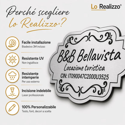 Targa CIN resistente UV e intemperie con incisione laser indelebile e biadesivo 3M incluso — Lo Realizzo®