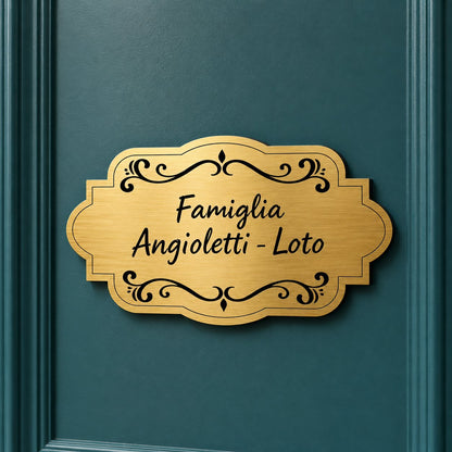 targa porta ingresso oro personalizzata