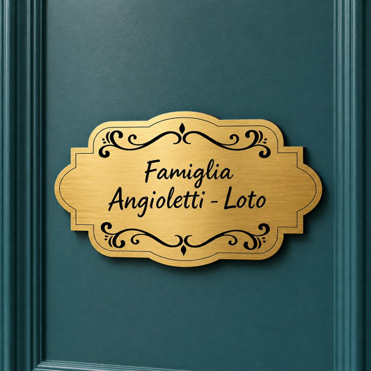 targa porta ingresso oro personalizzata