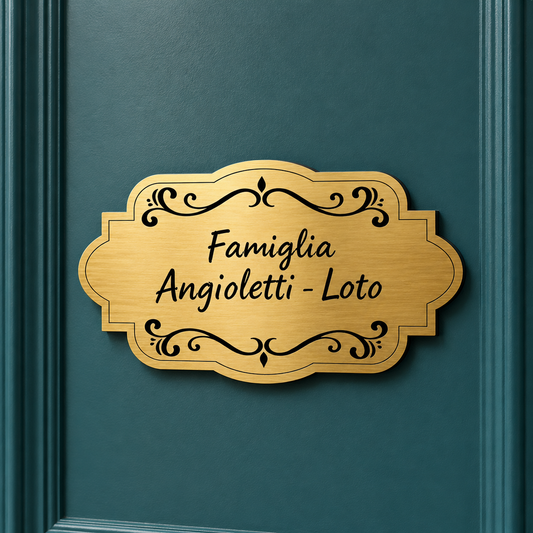 targa porta ingresso oro personalizzata