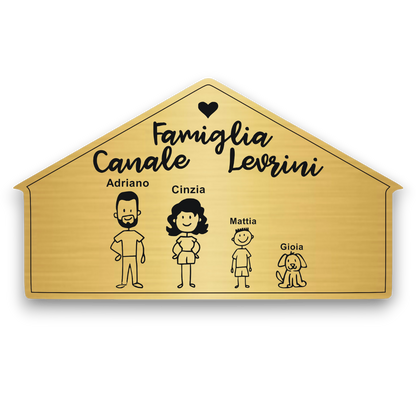 Targa Porta Ingresso Personalizzata Adesiva (Casetta con omini)